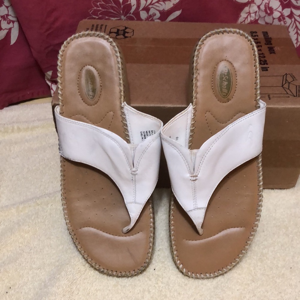 Dr Scholls Women’s Evelyn 2 FlipFlops Double Airpillo  White Leather - Picture 2 of 5